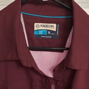 Magellan Outdoors Burgundy Semi-Fitted Shirt